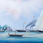AF004 Britannia and Vigilant off the Royal Yacht Squadron's Headquarters - Canvas Painting af004-britannia-and-vigilant-off-the-royal-yacht-squadrons-headquarters-canvas-painting-l03 (1).jpg
